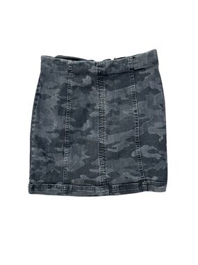 Free People Black Camo Denim Mini Skirt